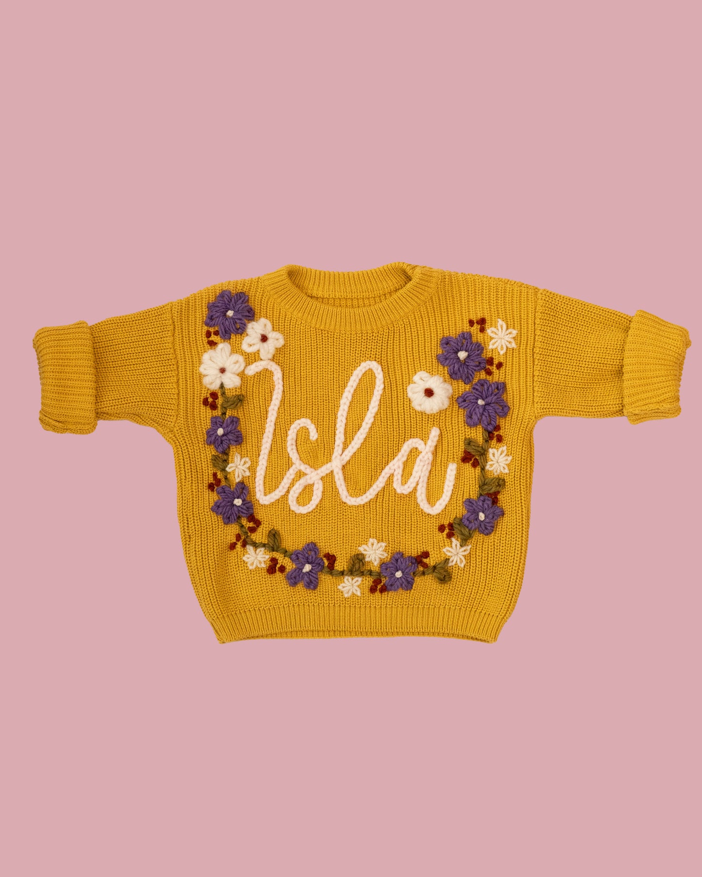 Purple Flower Wreath Name Jumper